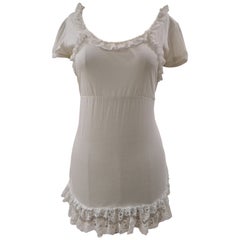 Weißes T-Shirt aus Baumwolle mit Spitze von Dolce & Gabbana