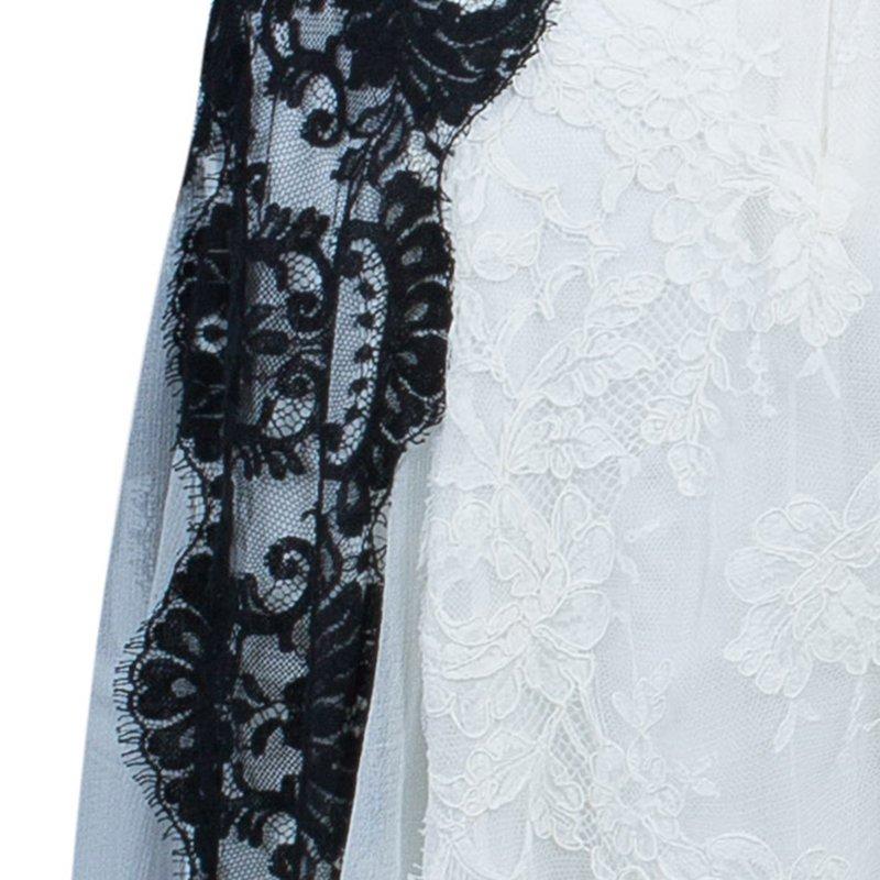 Dolce & Gabbana White Lace Detail Gown M 1