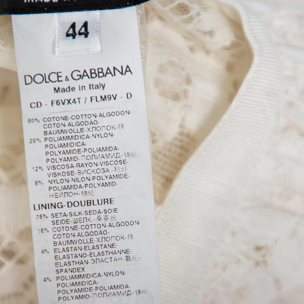 Women's Dolce & Gabbana White Lace Flared Maxi Dress M