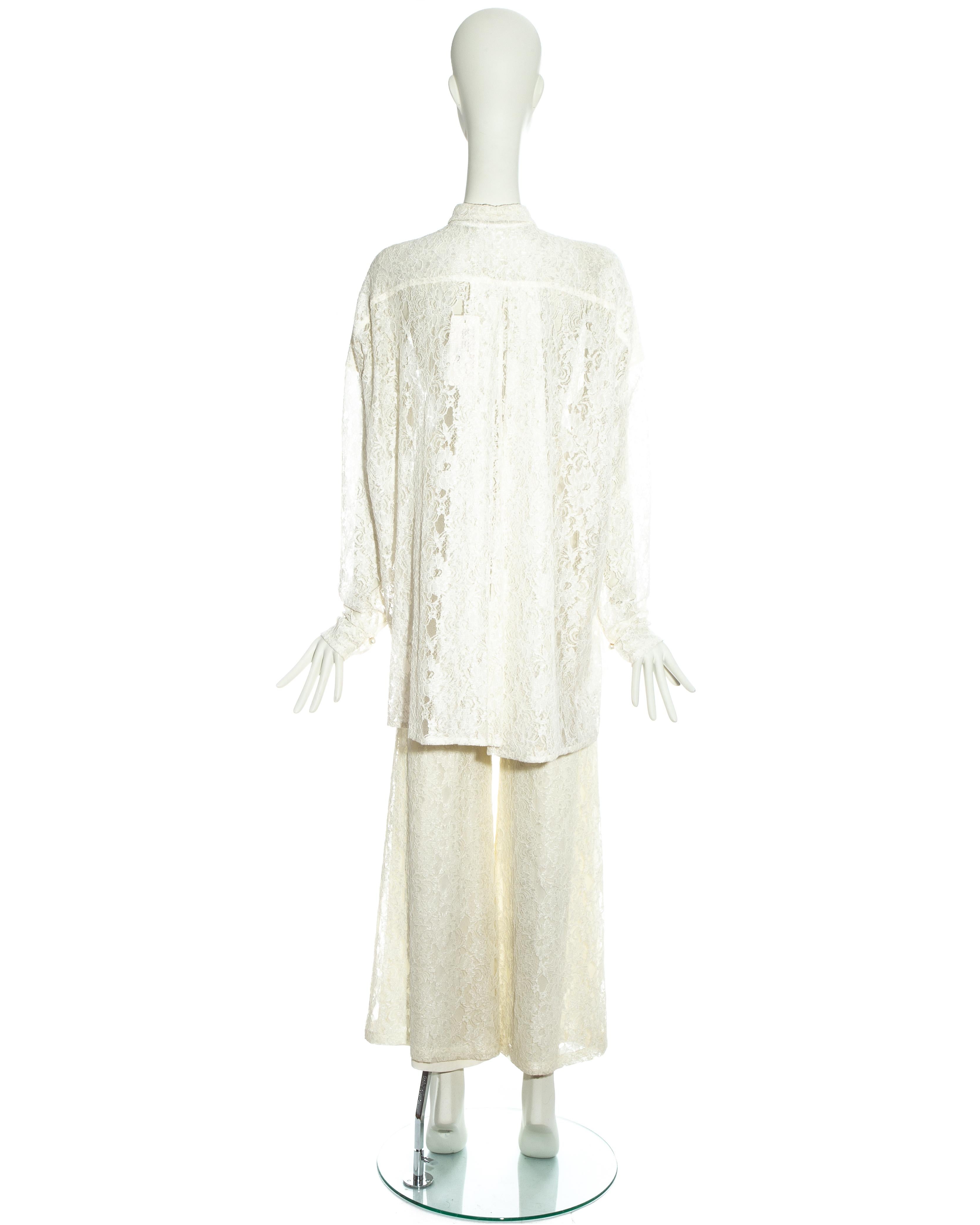 Dolce & Gabbana white lace flared pant suit, ss 1993 In Excellent Condition In London, GB