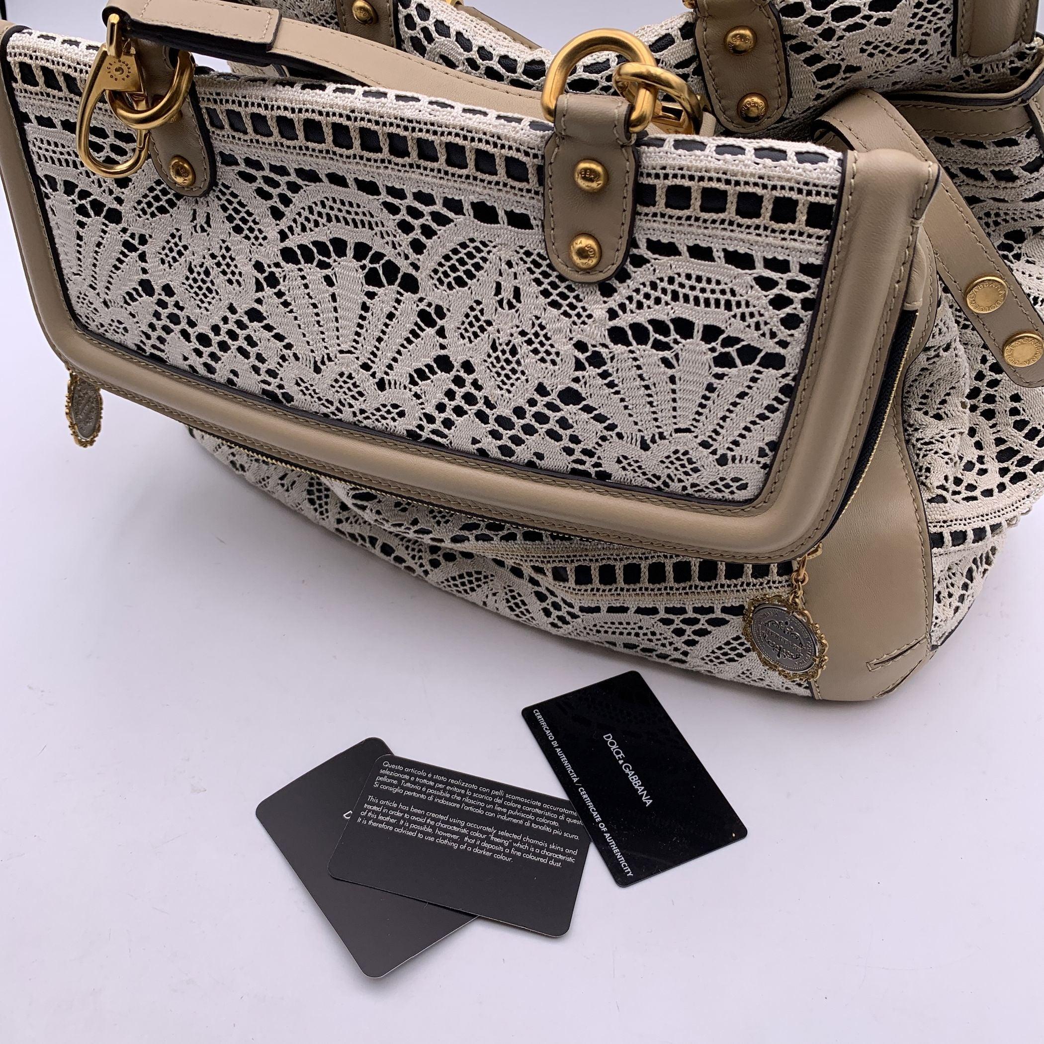 Grigio Dolce & Gabbana Borsa a tracolla grande in pizzo bianco Miss Sicily Heritage