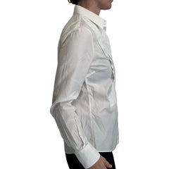Dolce & Gabbana White Lace Pleat Bib Tuxedo Shirt IT 38 Stretch Poplin Authentic