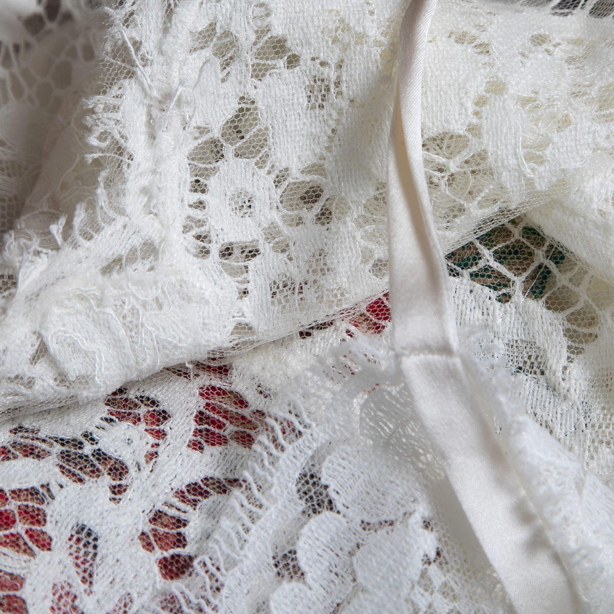 Dolce & Gabbana White Lace Rose Embroidered Mini Dress  2
