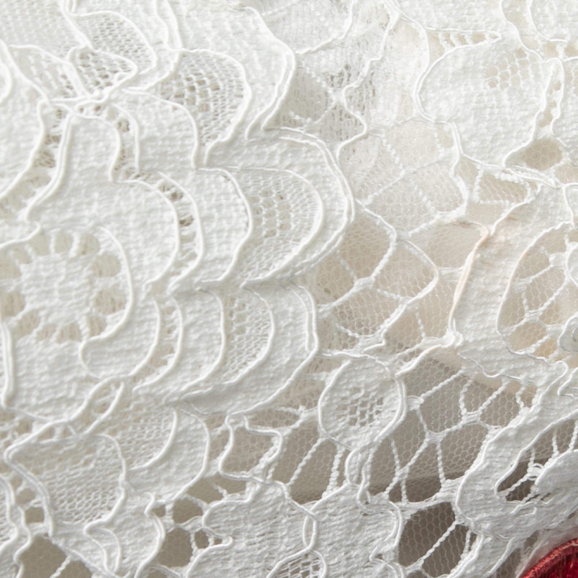 Dolce & Gabbana White Lace Rose Embroidered Mini Dress  3