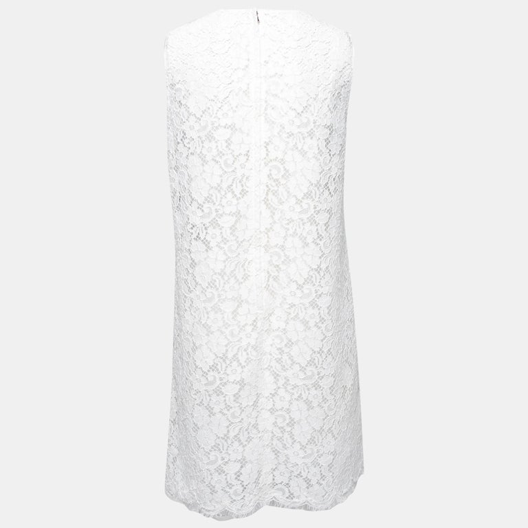 Dolce & Gabbana White Cotton Sleeveless Lace Maxi Dress