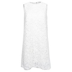 Dolce & Gabbana White Lace Scalloped Hem Detail Sleeveless Dress L