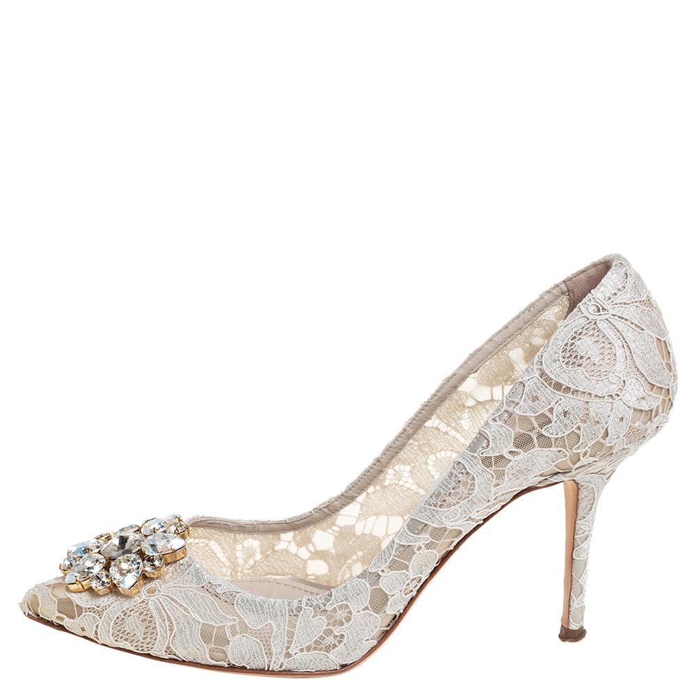 Dolce & Gabbana White Lace Taormina Pumps Size 40.5 1