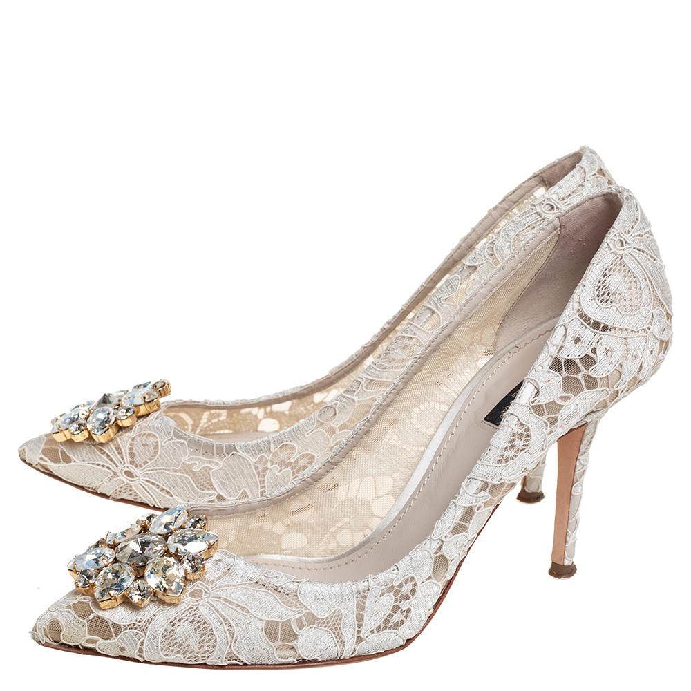 Dolce & Gabbana White Lace Taormina Pumps Size 40.5 3