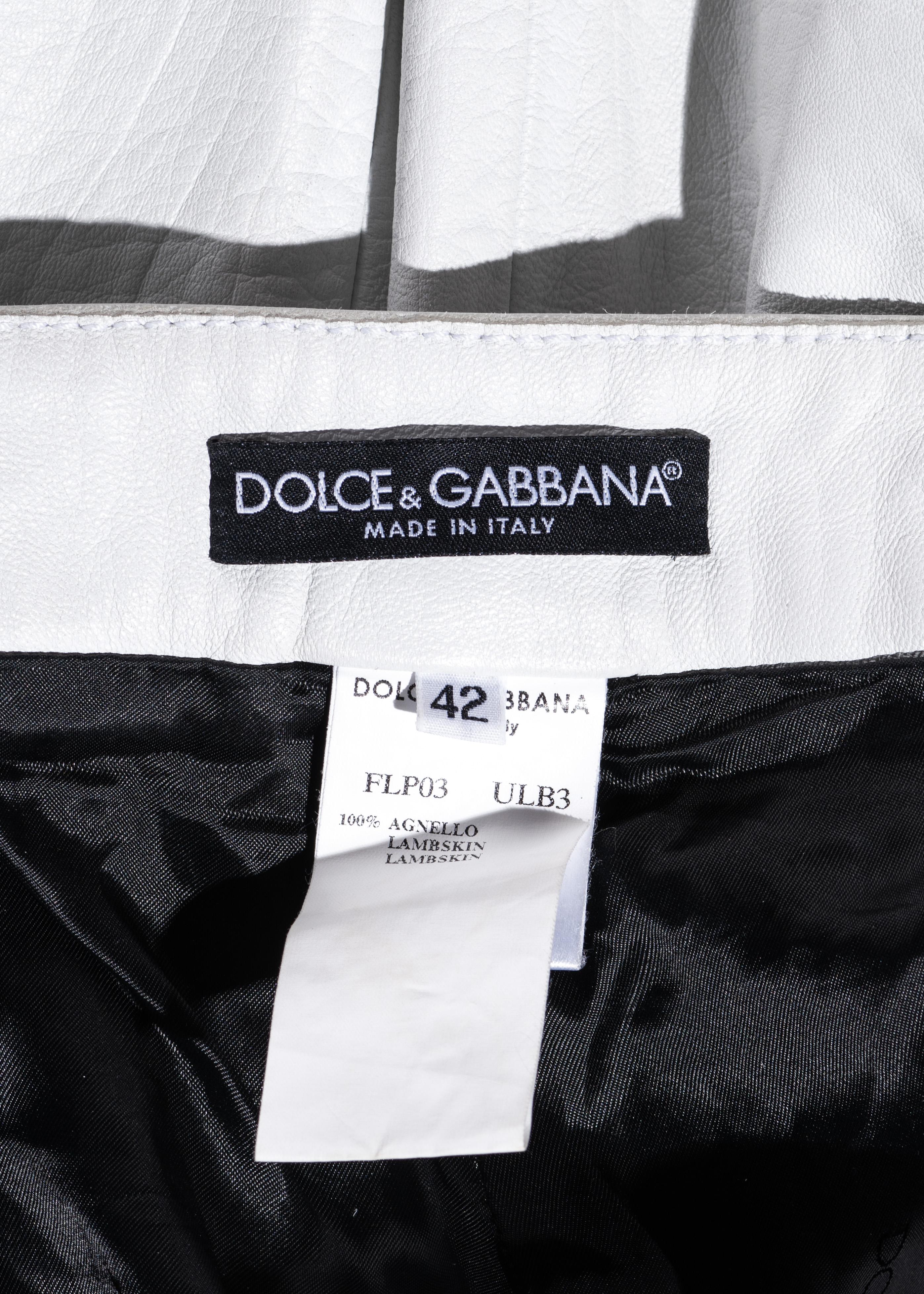 Dolce & Gabbana white lambskin leather buckled bondage pants, ss 2003 For Sale 3