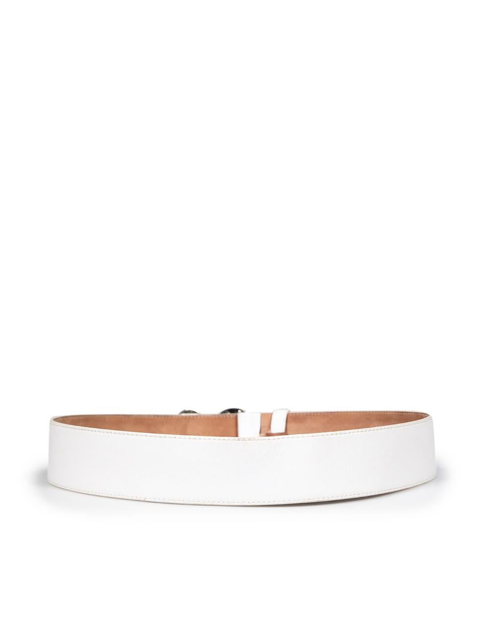 Gray Dolce & Gabbana White Leather 20 DG Belt