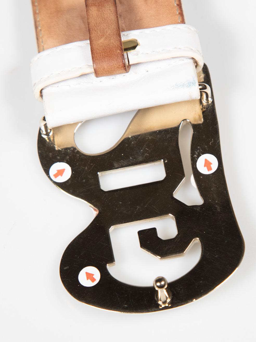 Dolce & Gabbana White Leather 20 DG Belt 2