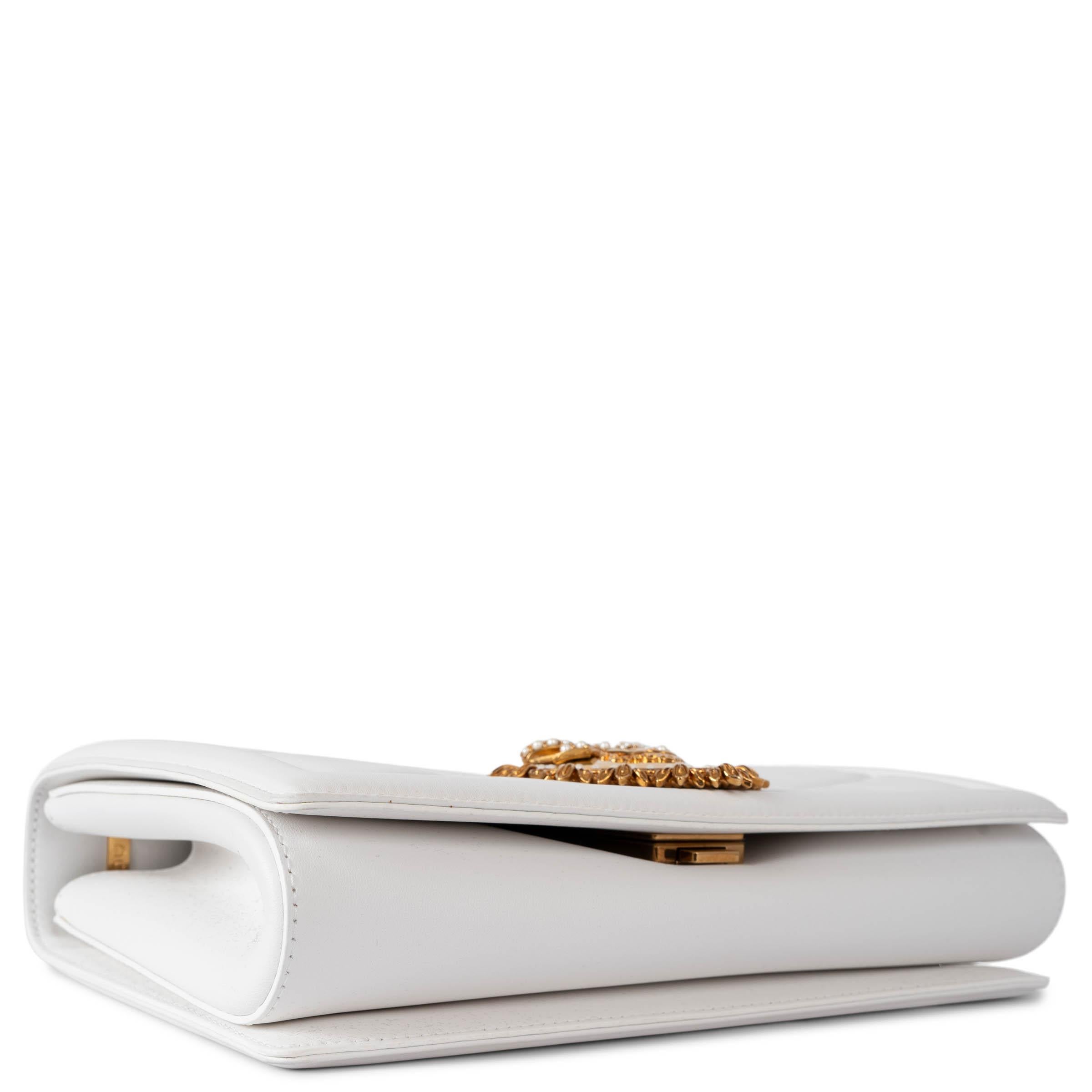 DOLCE & GABBANA white leather 2018 DEVOTION MEDIUM Shoulder Bag In Excellent Condition For Sale In Zürich, CH