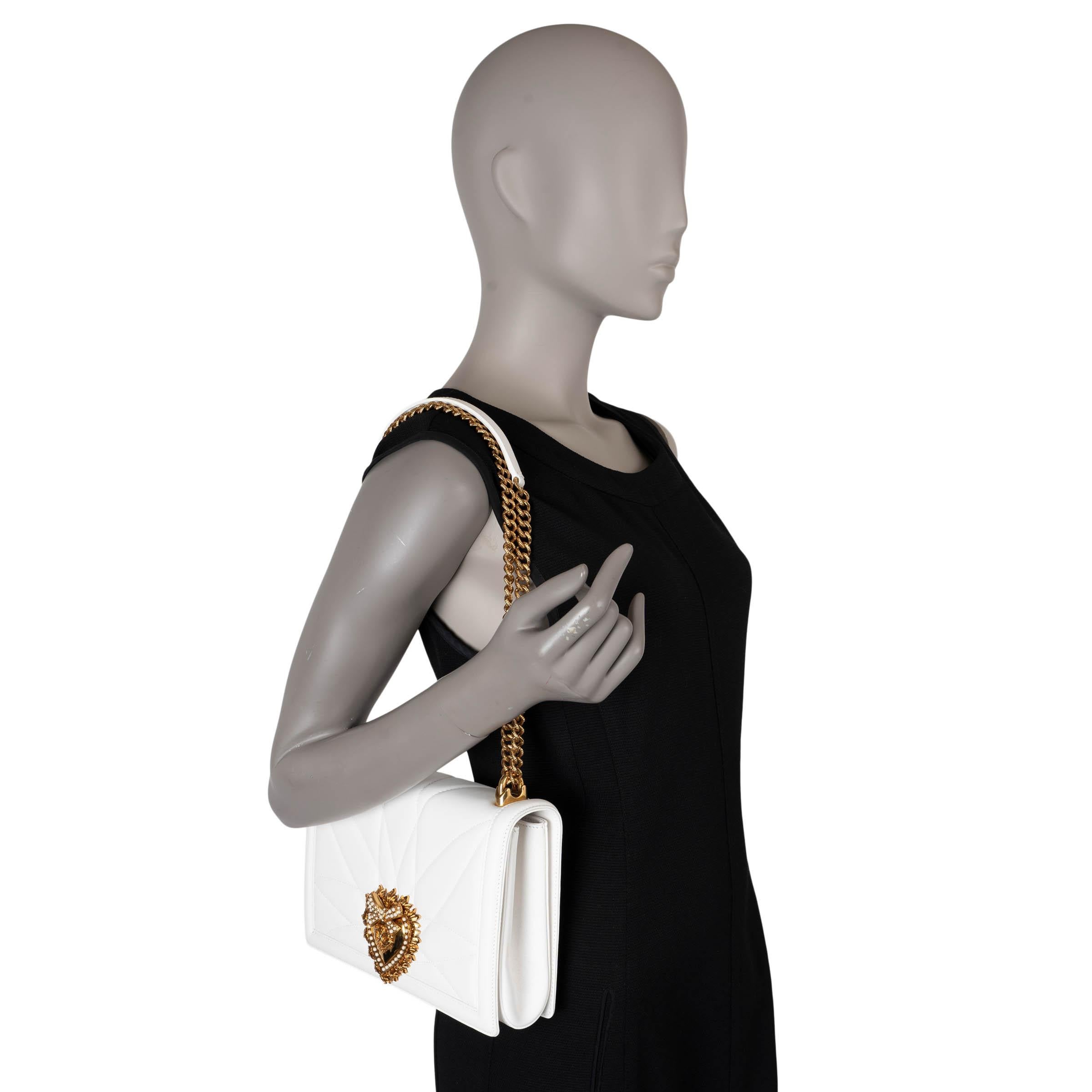 DOLCE & GABBANA white leather 2018 DEVOTION MEDIUM Shoulder Bag For Sale 2