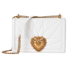 DOLCE & GABBANA Borsa a tracolla DEVOTION MEDIUM 2018 in pelle bianca