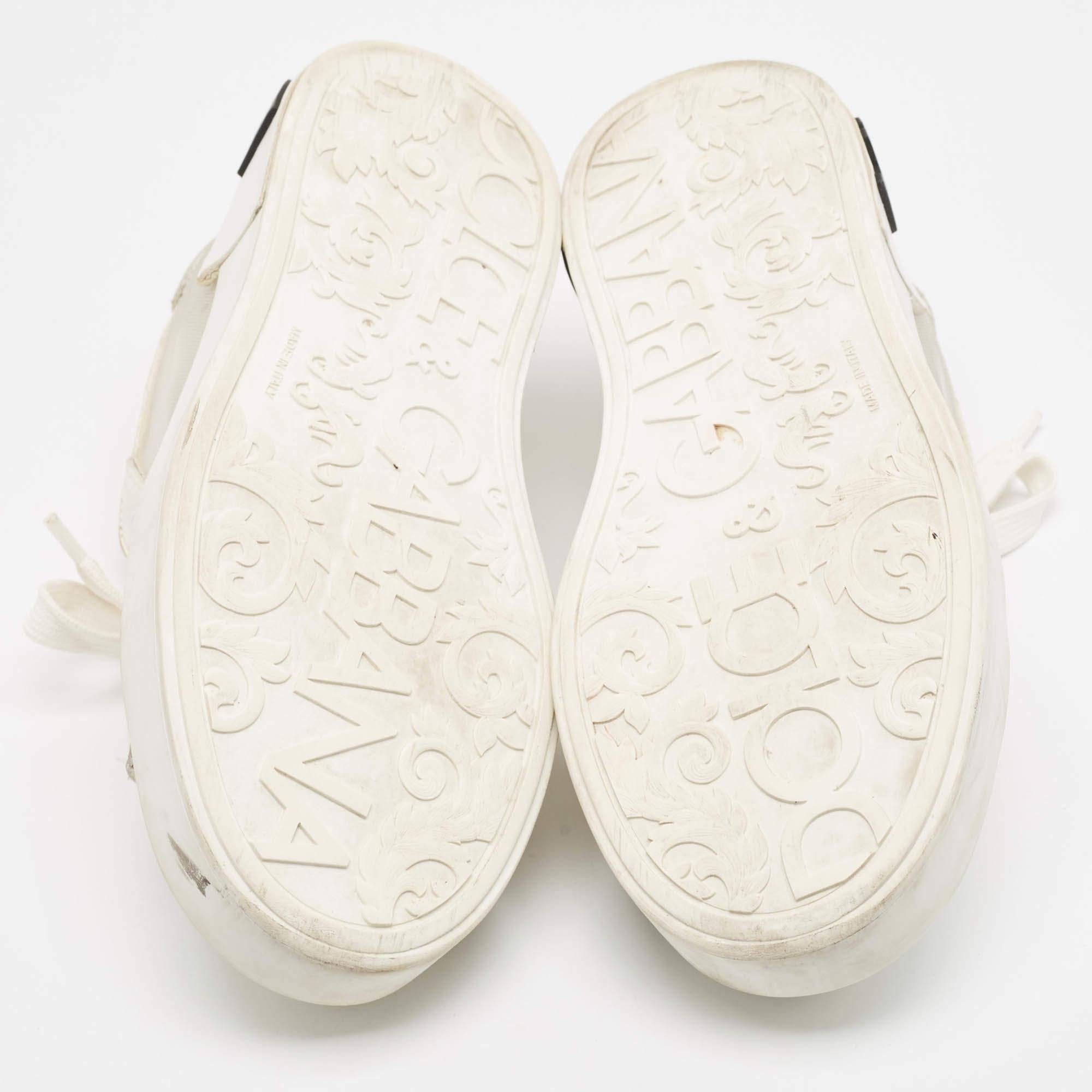 Dolce & Gabbana Weiße Low Top-Sneakers aus Leder und Mesh in Weiß, Größe 37,5 im Angebot 2