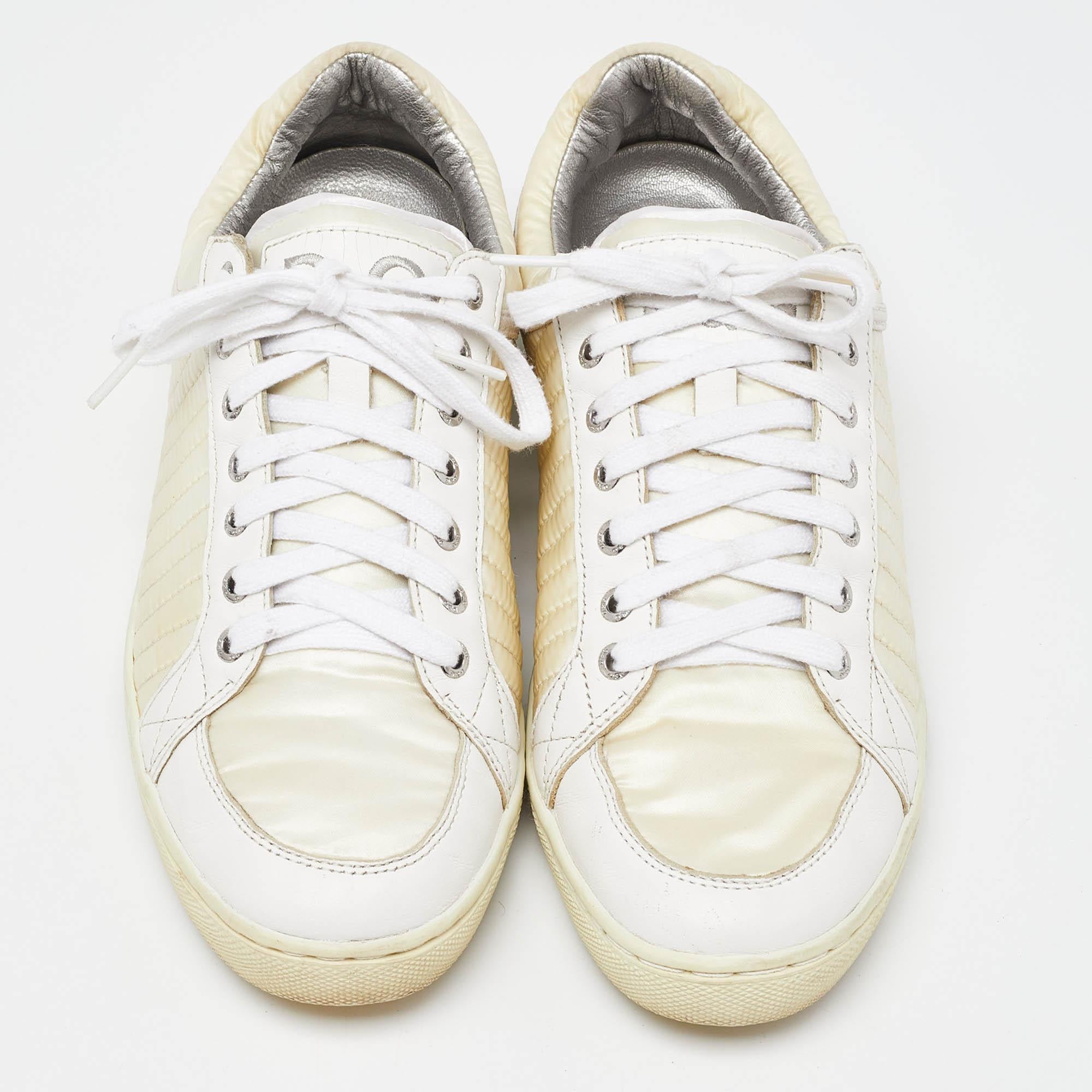 Dolce & Gabbana White Leather Paint Effect Low Top Sneakers  Shoes main image 0