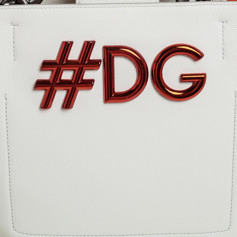 Dolce & Gabbana White Leather Beatrice Tote 4