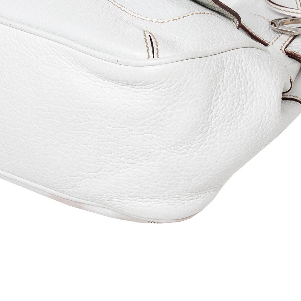 Dolce & Gabbana White Leather Buckle Hobo 5