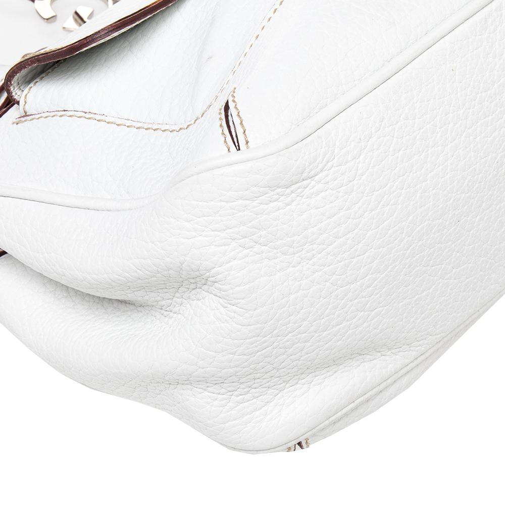 Dolce & Gabbana White Leather Buckle Hobo 6