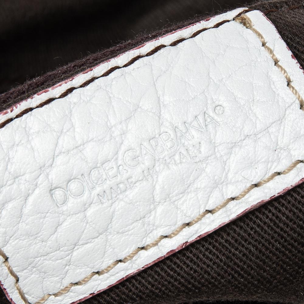 Dolce & Gabbana White Leather Buckle Hobo 4