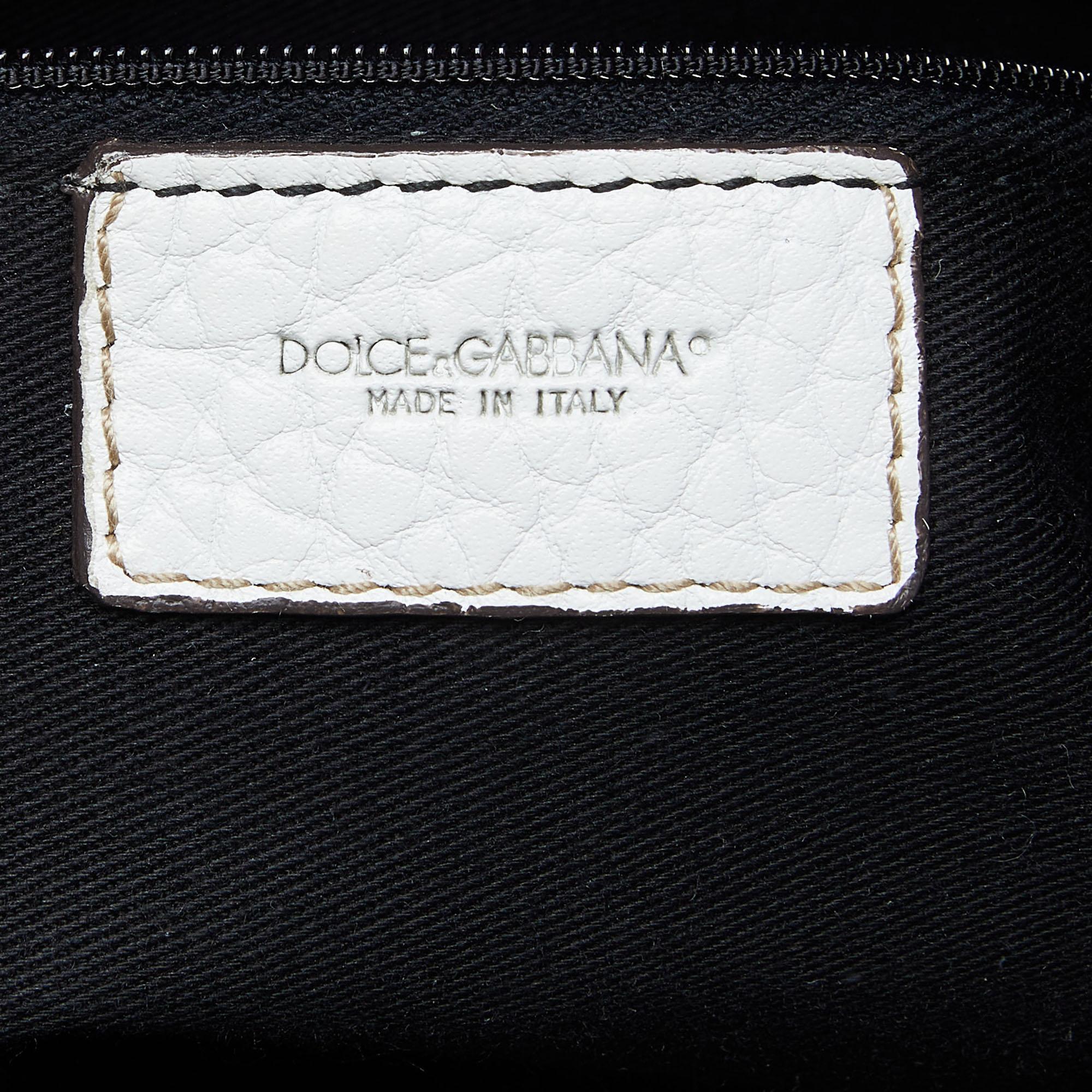 Dolce & Gabbana White Leather Buckle Satchel For Sale 5
