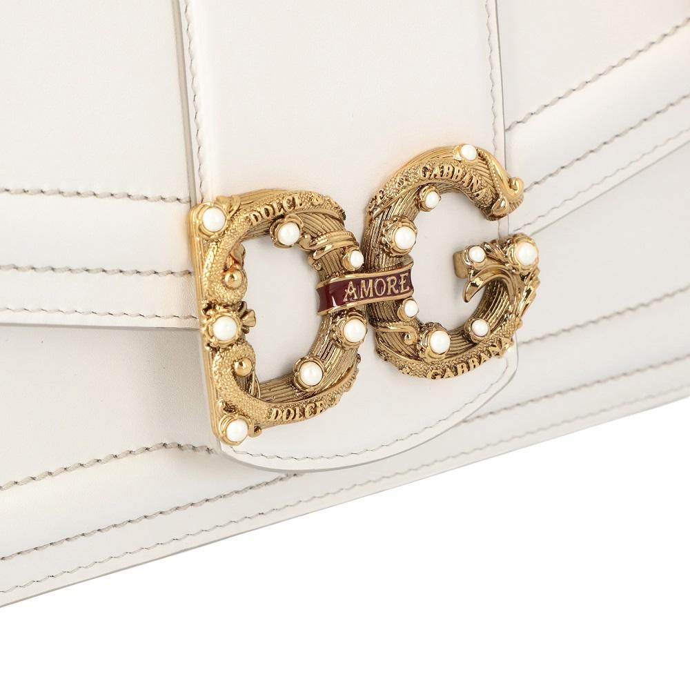 Dolce & Gabbana White Leather DG Amore Bag 1