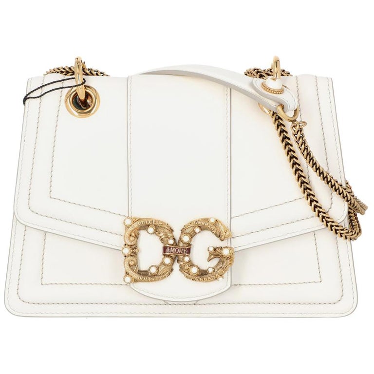 Dolce and Gabbana White Leather DG Amore Bag at 1stDibs
