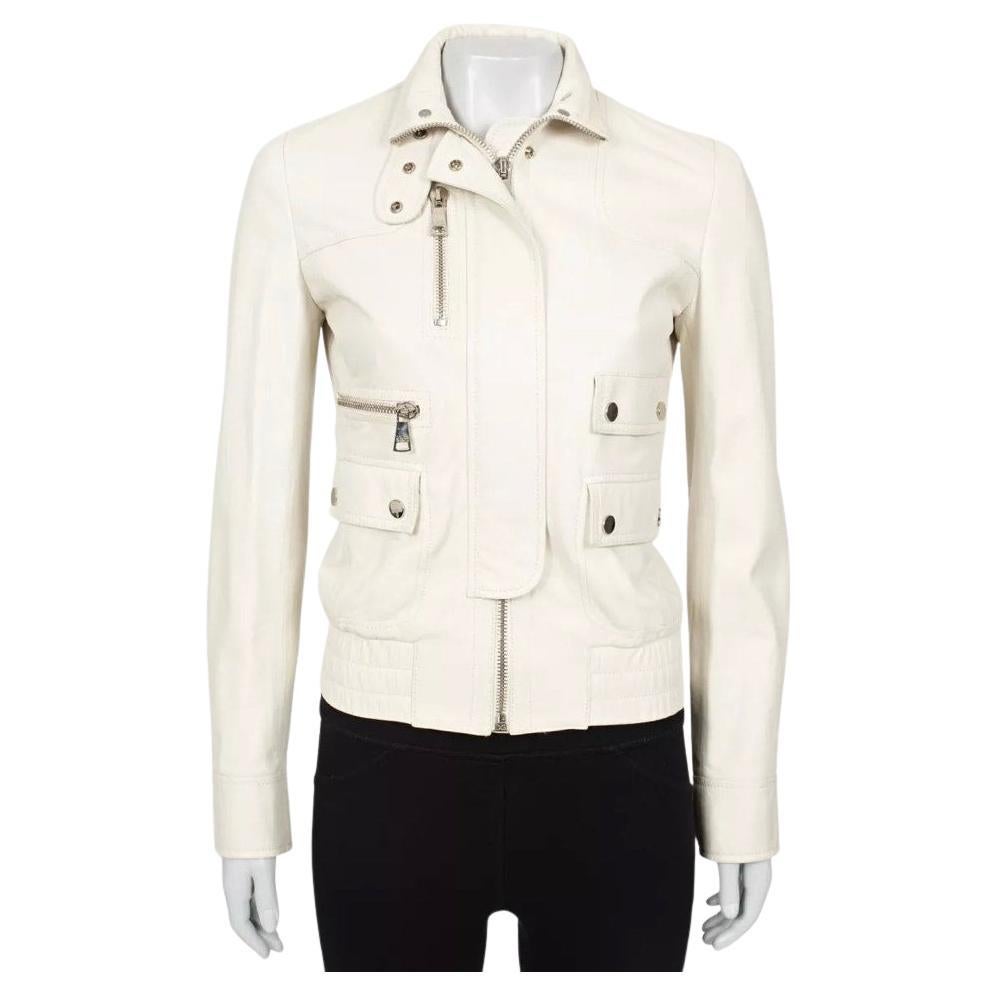 Dolce & Gabbana White Leather Jacket IT 40 / S