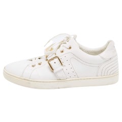 Dolce & Gabbana White Leather Lace Up And Buckle Low Top Sneakers Size 41