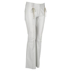 Dolce & Gabbana White Leather Lace-Up Low-Rise Pants, Spring/Summer 2001, Size S