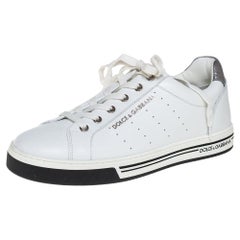 Dolce 
Gabbana White Leather Logo Embellished Low Top Sneakers Size 39