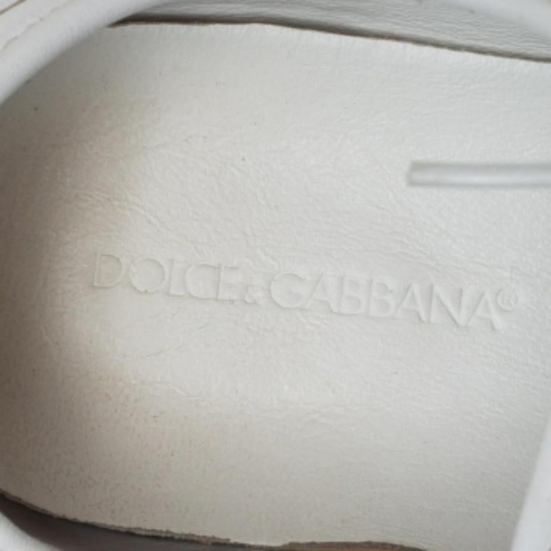Gray Dolce & Gabbana White Leather Low Top Sneakers Size 42.5 For Sale