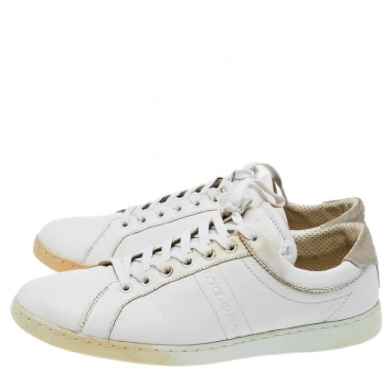 Dolce & Gabbana Weiße Low Top-Turnschuhe aus Leder Größe 43 2