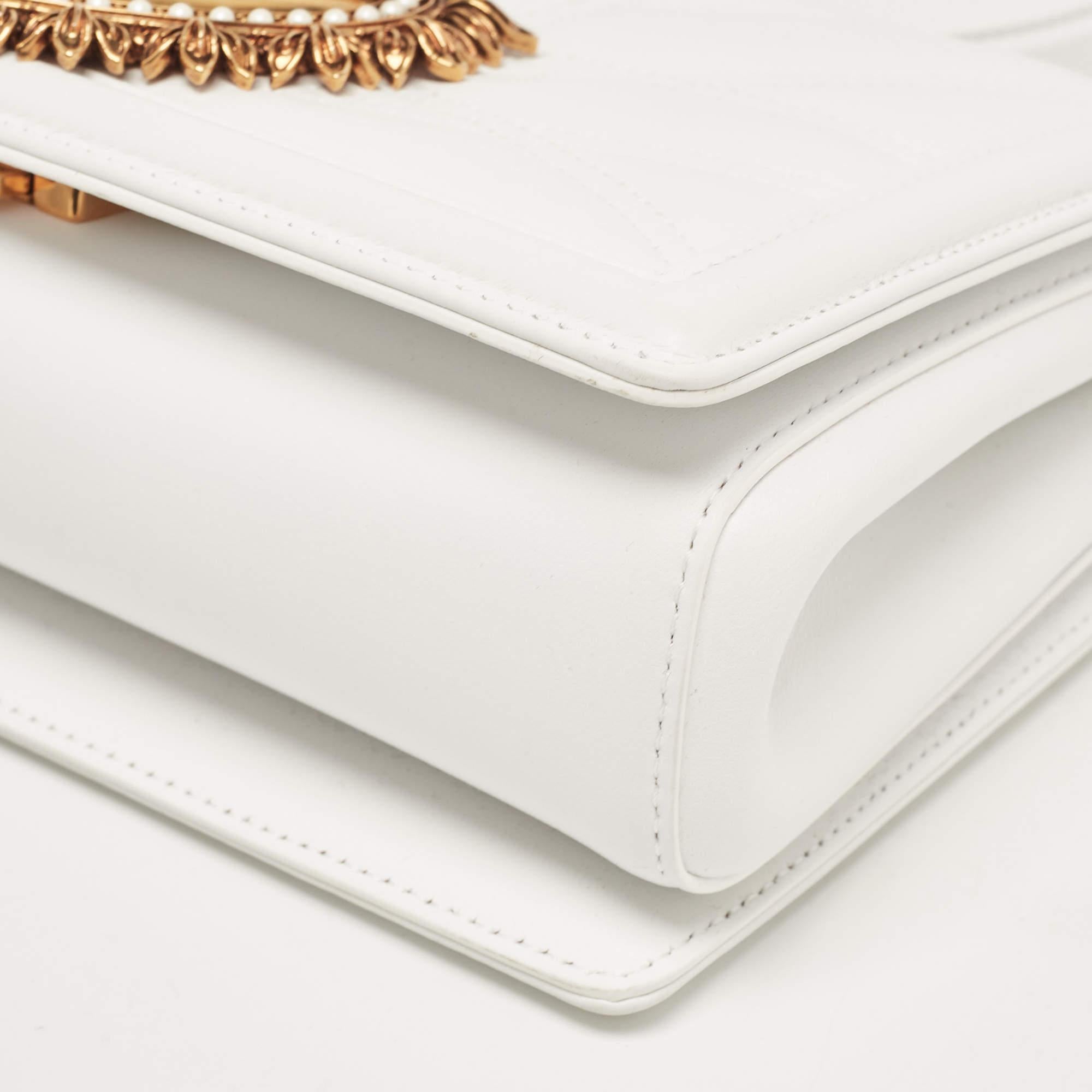 Dolce & Gabbana White Leather Medium Devotion Mordore Shoulder Bag 3