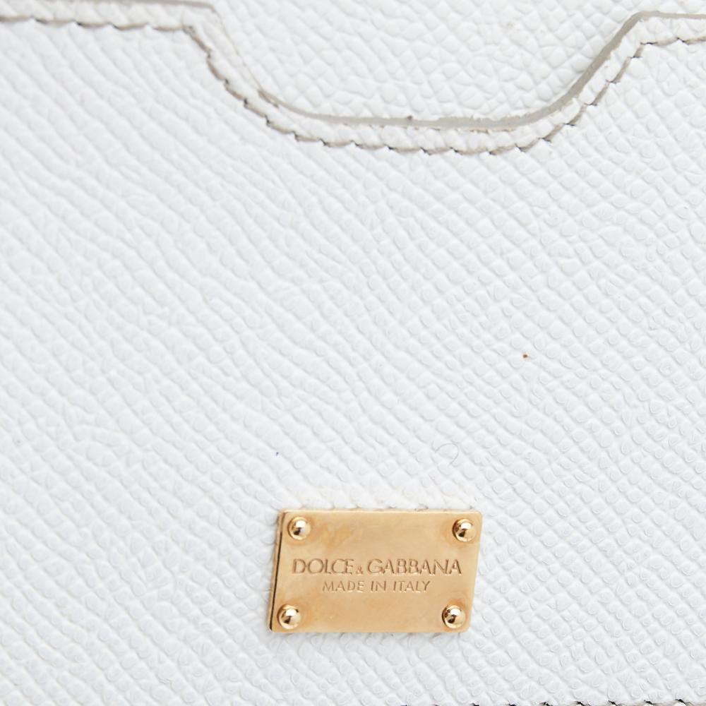 Dolce & Gabbana White Leather Medium Miss Sicily Top Handle Bag 3