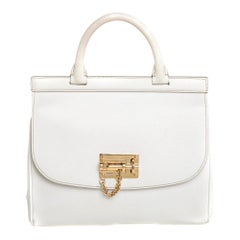 Dolce & Gabbana White Leather Miss Monica Top Handle Bag