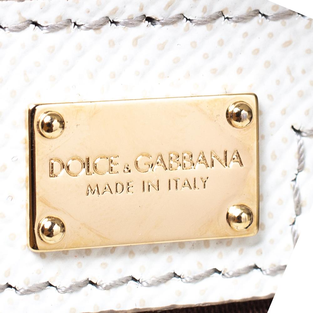Dolce & Gabbana White Leather Miss Sicily Double Zip Top Handle Bag 1