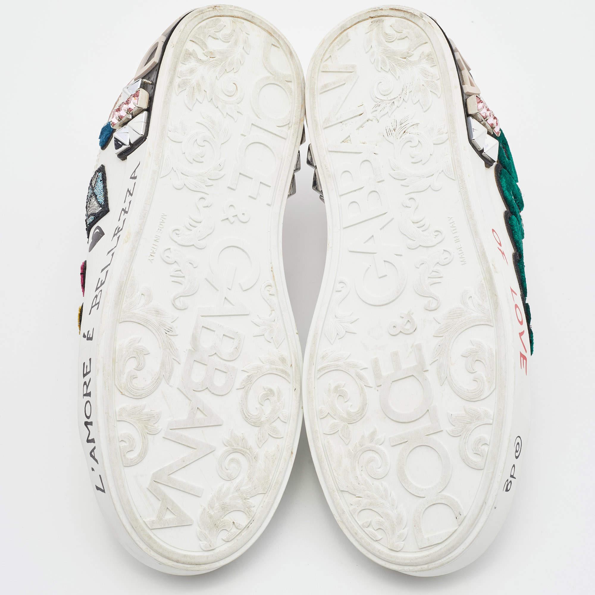 Dolce & Gabbana White Leather Portofino Forever Queen Patch and Embroidery  1