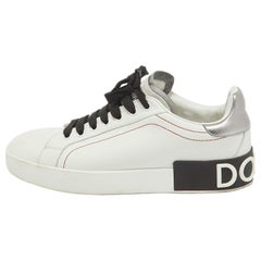 Dolce & Gabbana Weiße Portofino-Turnschuhe aus Leder mit Schnürung aus Leder Größe 38