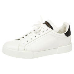 Dolce & Gabbana White Leather Portofino Low Top Sneakers Size 38