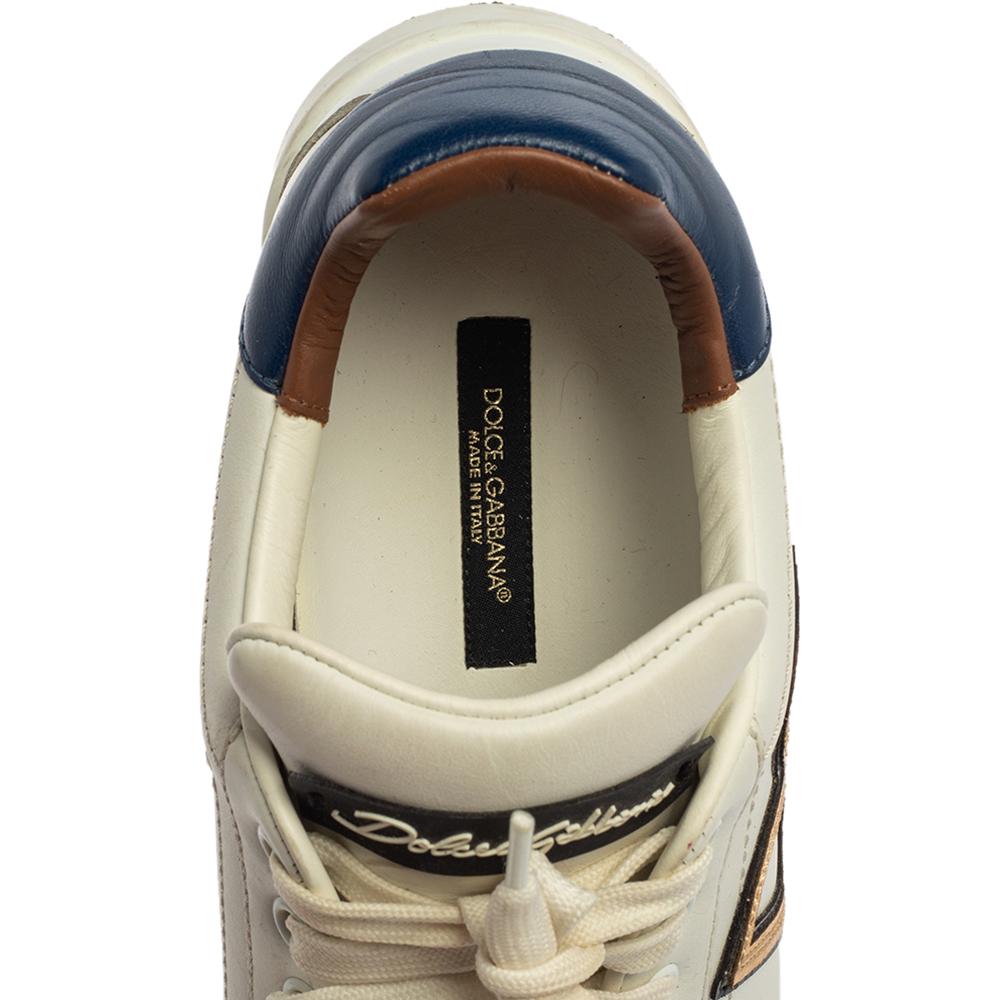 Dolce & Gabbana White Leather Portofino Sacred Heart Sneakers Size 37 In Good Condition In Dubai, Al Qouz 2