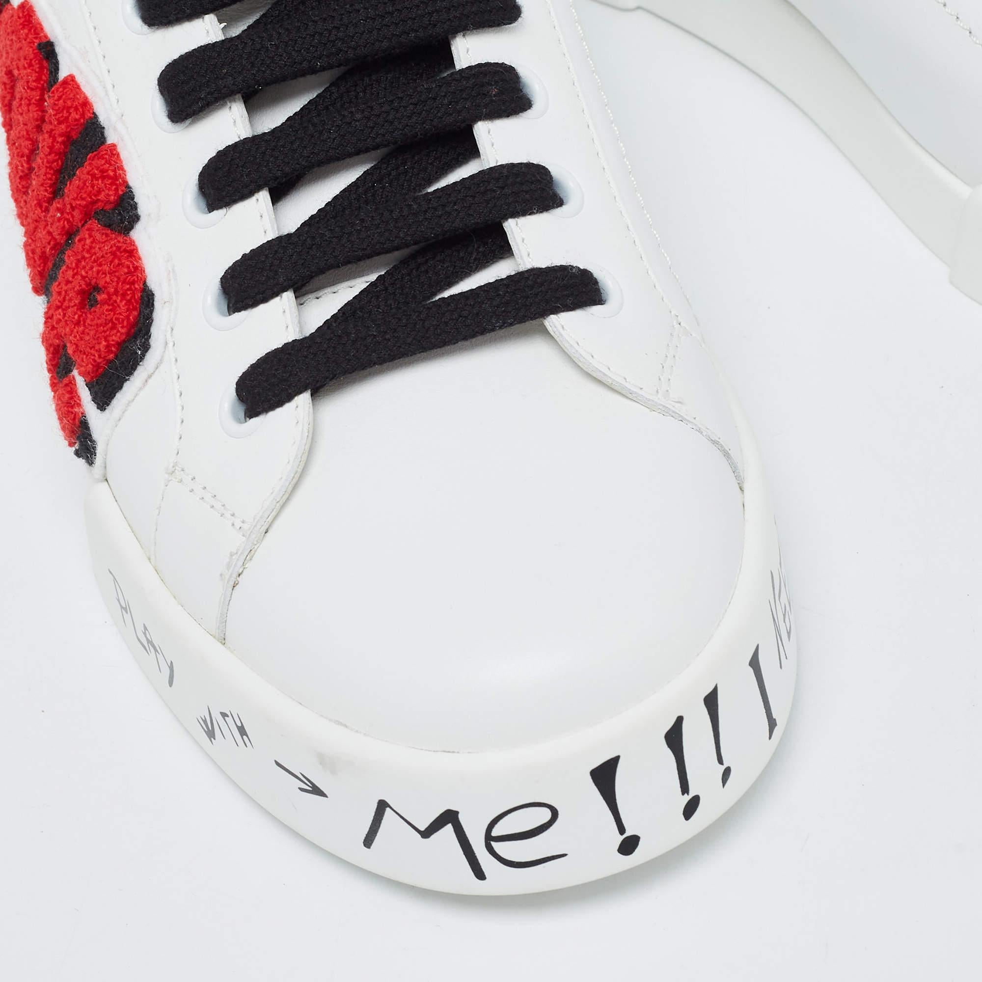 Dolce & Gabbana White Leather Portofino Sneakers Size 40 For Sale 1