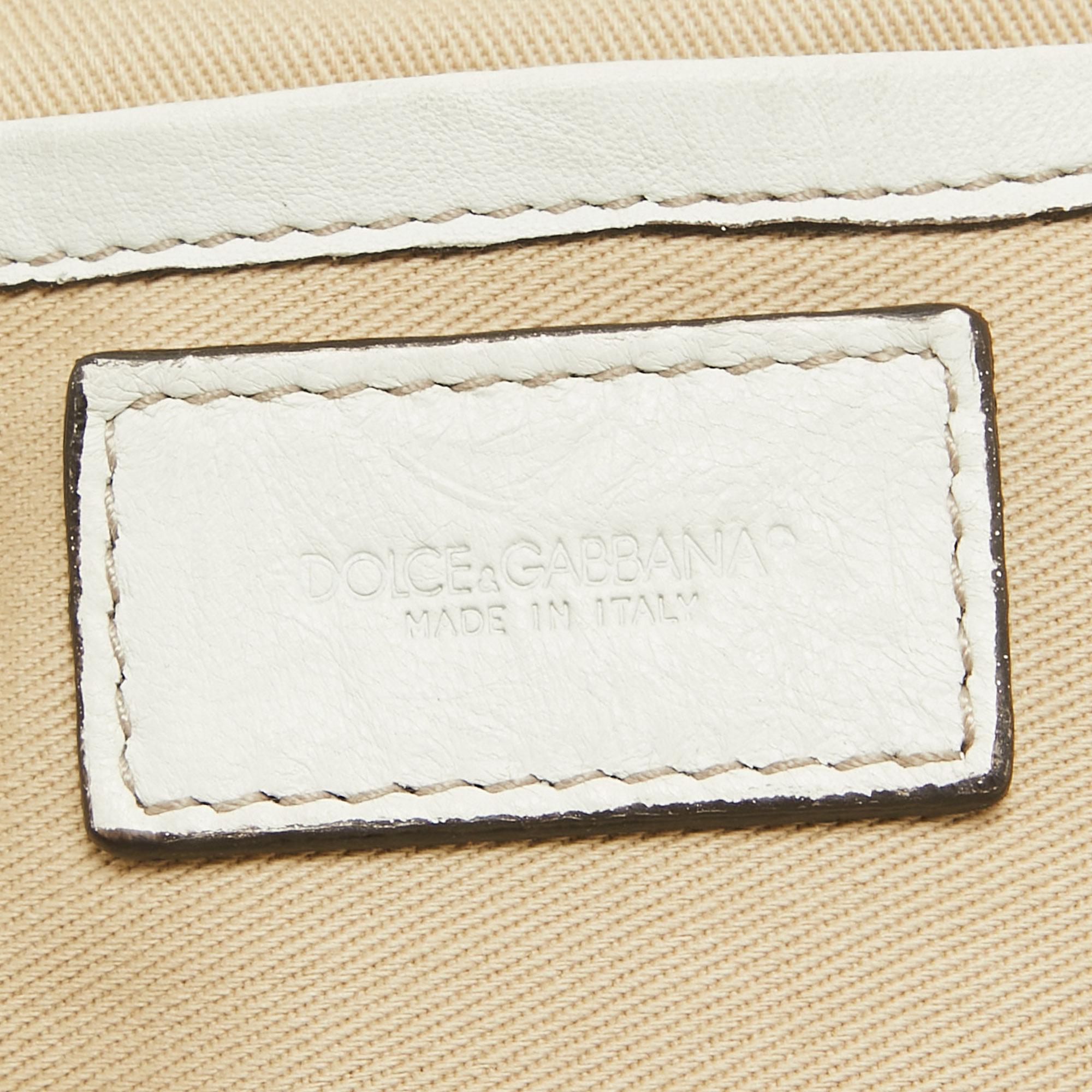 Dolce & Gabbana - Sacoche Miss Brooke à volants en cuir blanc en vente 11