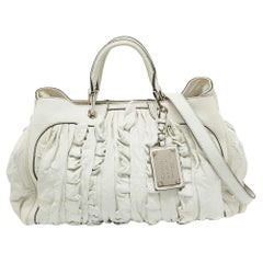 Dolce & Gabbana White Leather Ruffle Miss Brooke Satchel