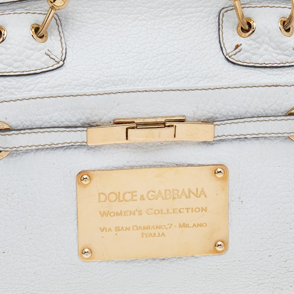 Dolce & Gabbana Umhängetasche aus weißem Leder (Grau)