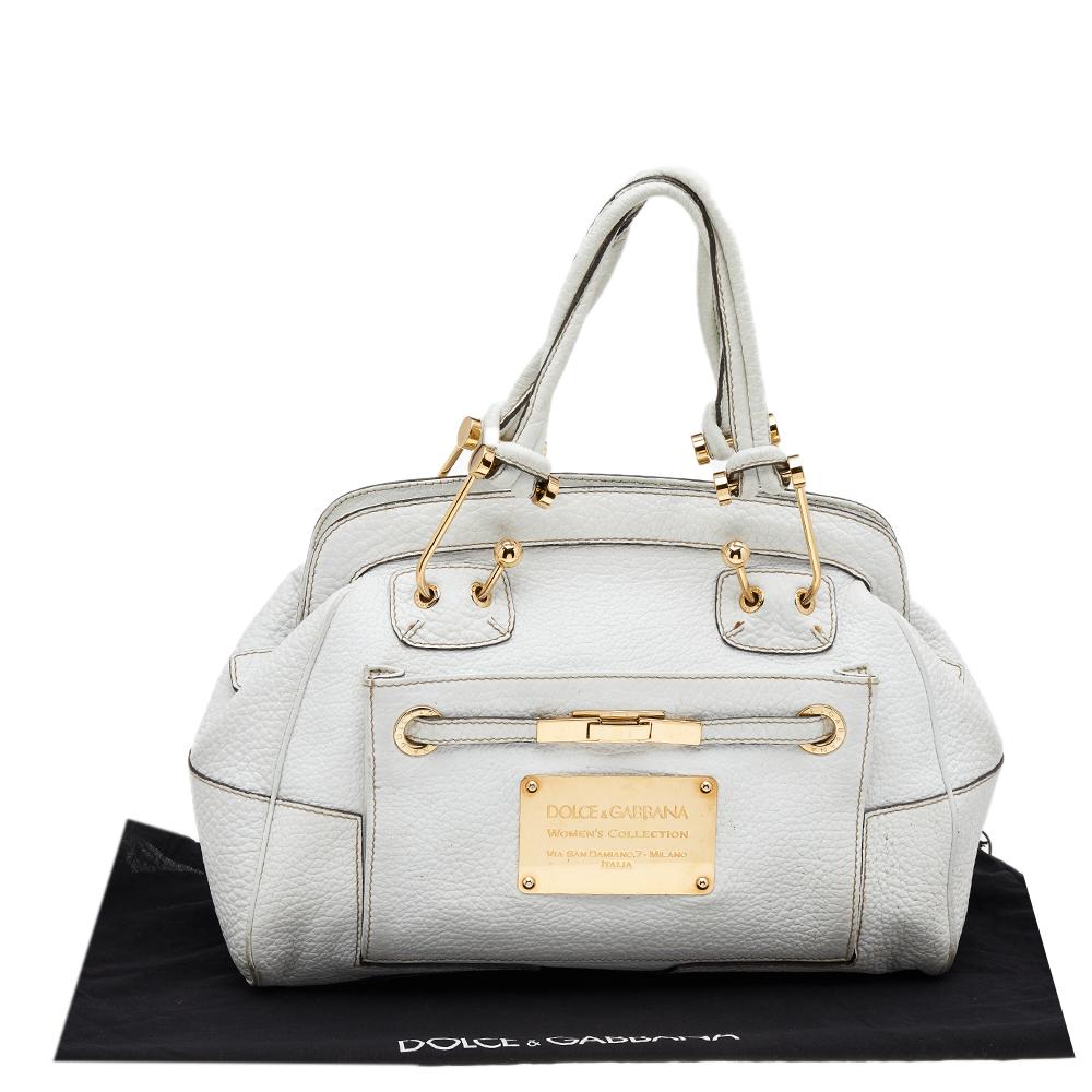 Dolce & Gabbana Umhängetasche aus weißem Leder 4