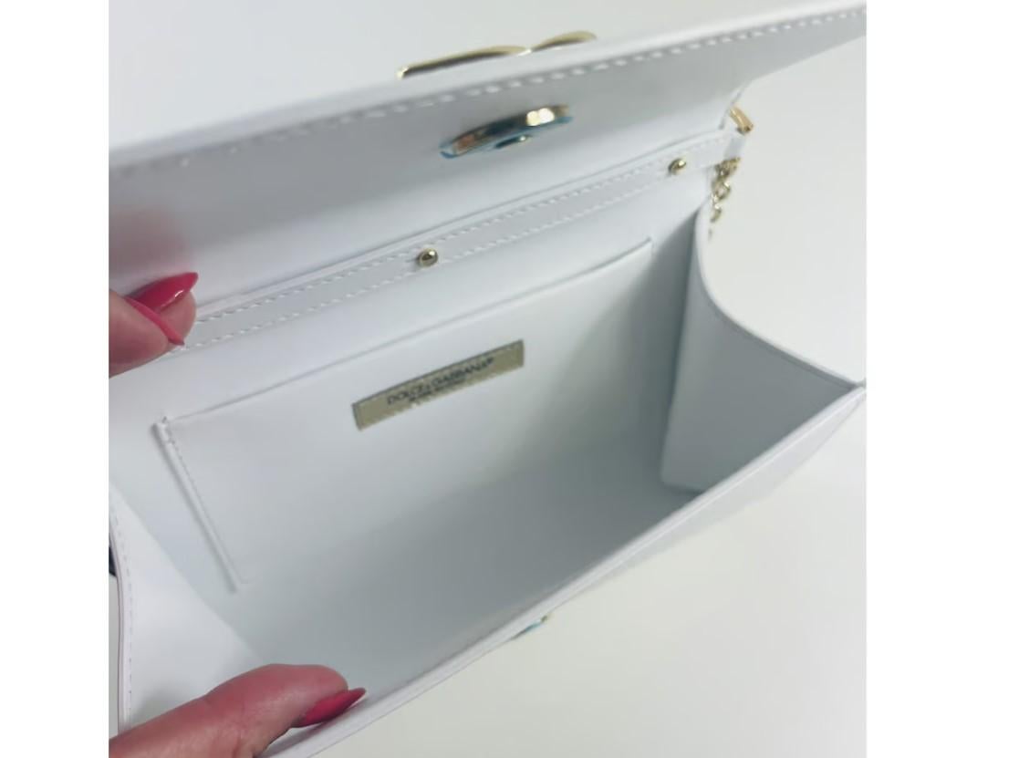 Dolce & Gabbana White Leather Shoulder Clutch Phone Cross Body Bag Handbag  For Sale 1