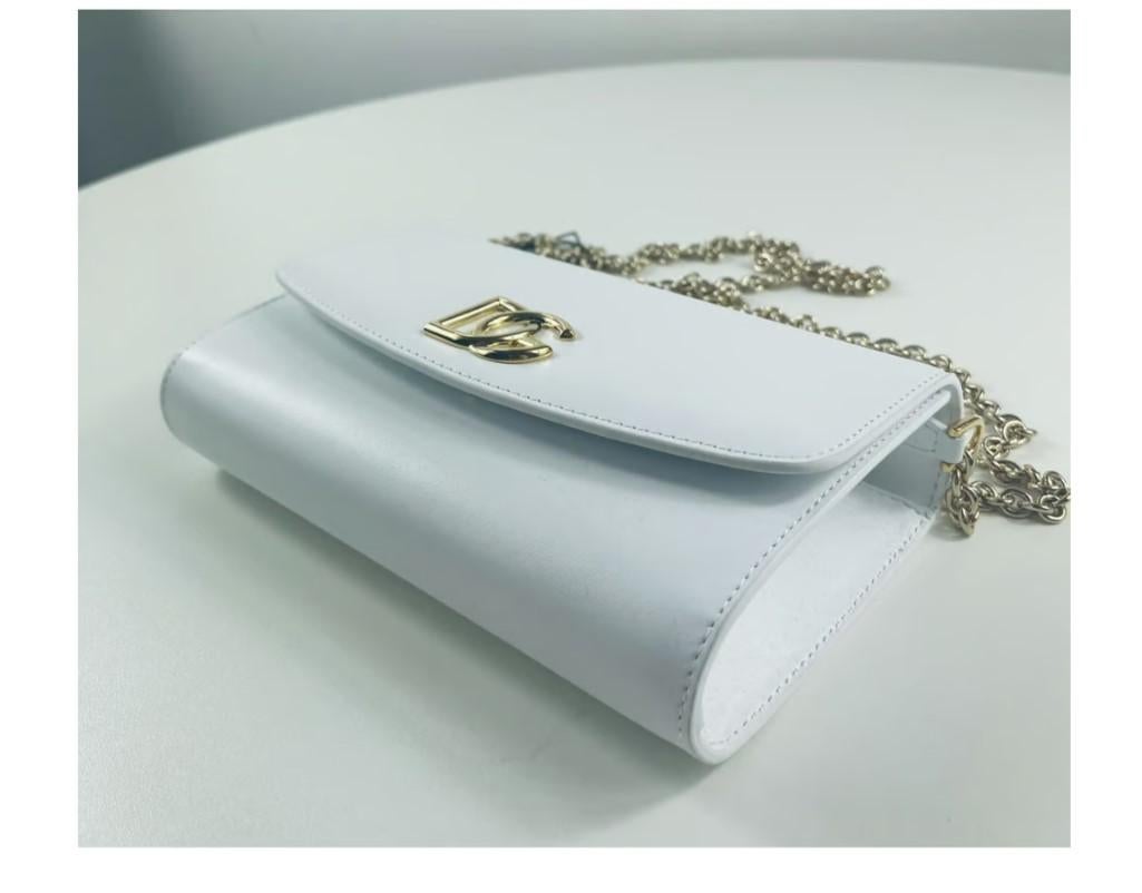 Dolce & Gabbana White Leather Shoulder Clutch Phone Cross Body Bag Handbag  For Sale 4