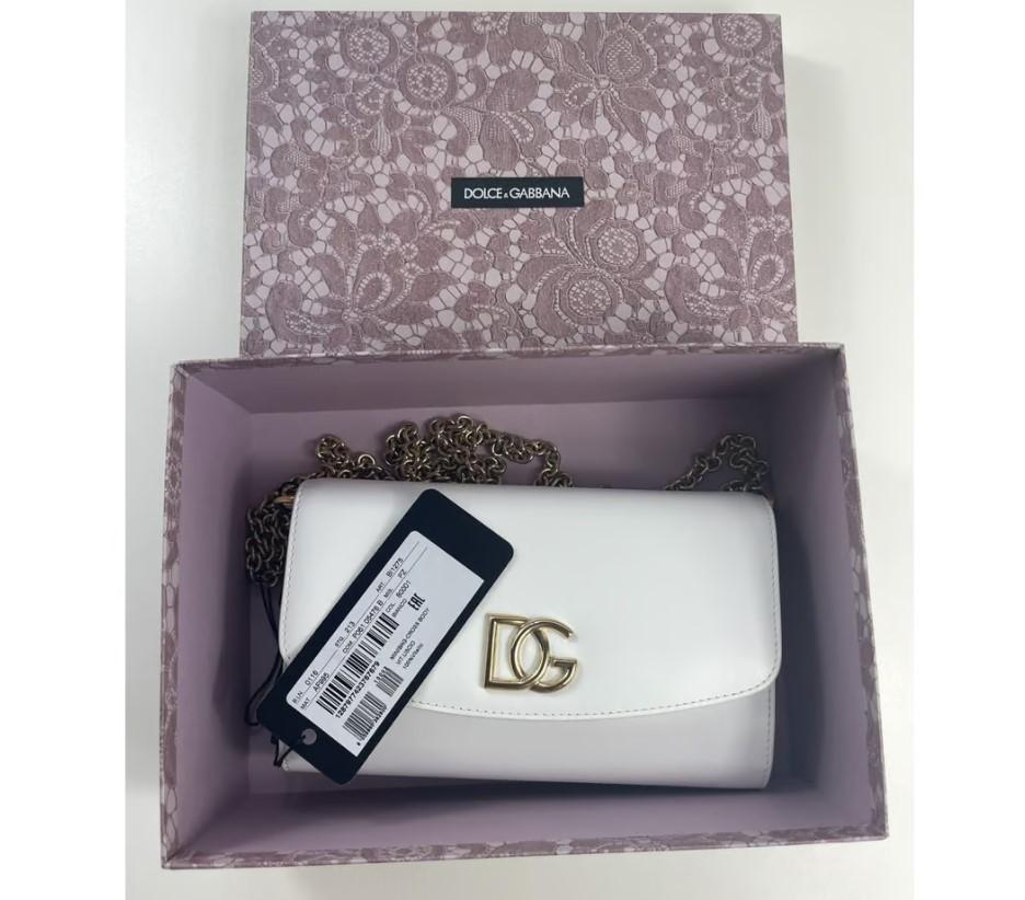 Dolce & Gabbana White Leather Shoulder Clutch Phone Cross Body Bag Handbag  For Sale 5