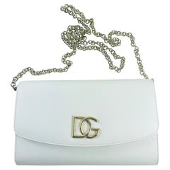 Dolce & Gabbana White Leather Shoulder Clutch Phone Cross Body Bag Handbag 